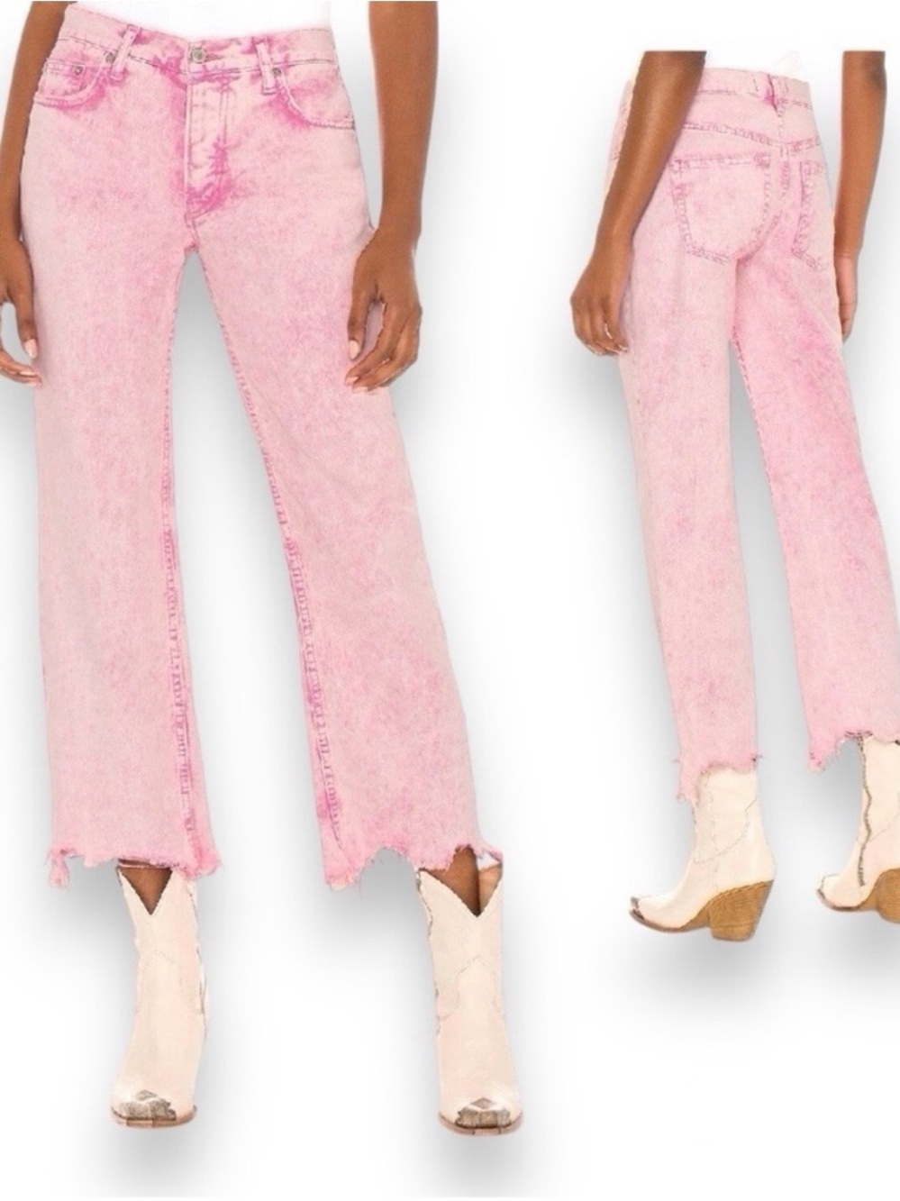 Free People We The Free Maggie Jeans Pink Acid Wash Size 28 boho festival denim